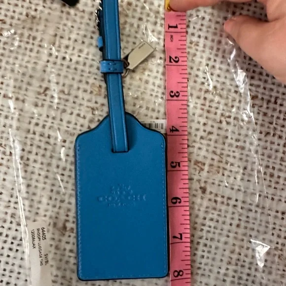 Coach Peanuts Snoopy Leather Luggage Tag Blue Silver 64405 - Picture 2 of 4